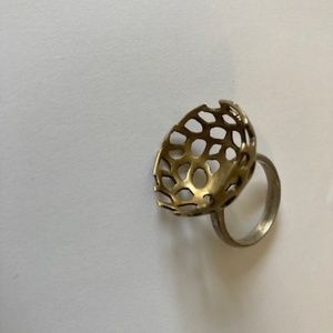 Brass unique raised statement ring 7